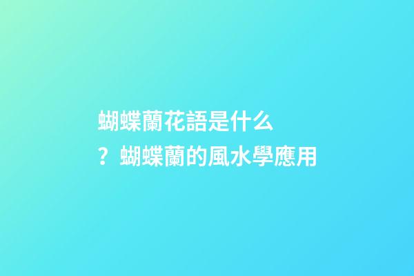 蝴蝶蘭花語是什么？蝴蝶蘭的風水學應用